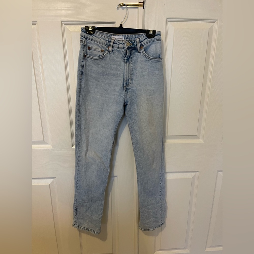 Zara straight high waisted, with ankle slits, jeans